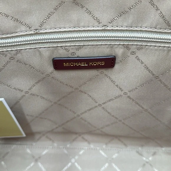 Michael Kors Medium SHEARLING MIRELLA ToteShoulder Bag Sherpa Oxblood NWT